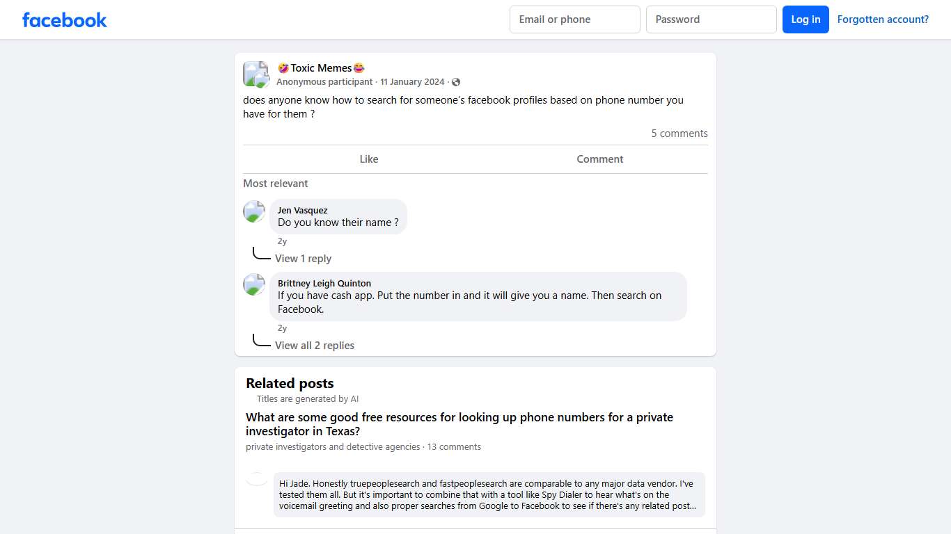 🤣Toxic Memes😂 | does anyone know how to search for someone’s facebook profiles based on phone number you have for them | Facebook